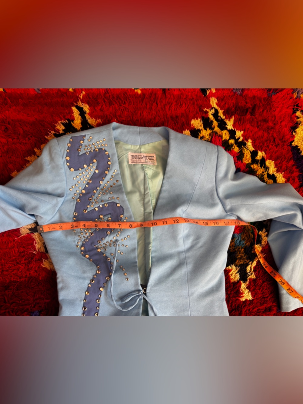 Vintage Silvia's Costume Baby Blue Rhinestone Western Suit Sz XS - Picture 14 of 16